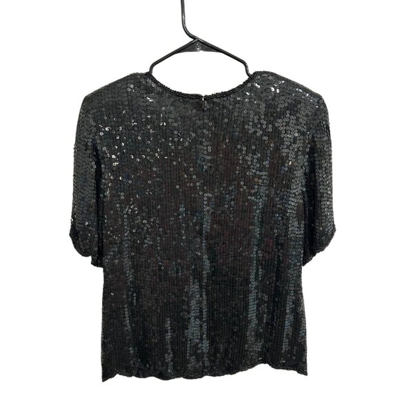 Vintage Stenay Black Sequin Beaded Top with Colorful Embellishments - Picture 3 of 10
